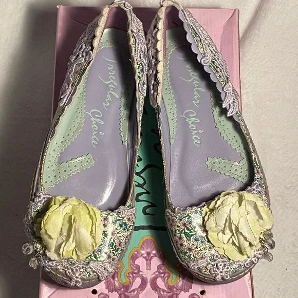 NWOT Irregular Choice platform ballet flats,lilac/mint floral,lace,flower, 7.5 - Picture 2 of 16